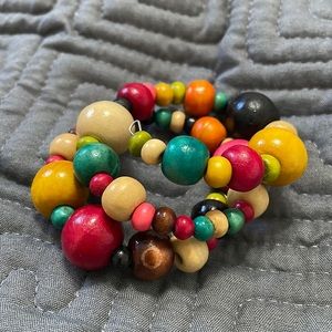Colorful Wooden Bracelet! Boho style.